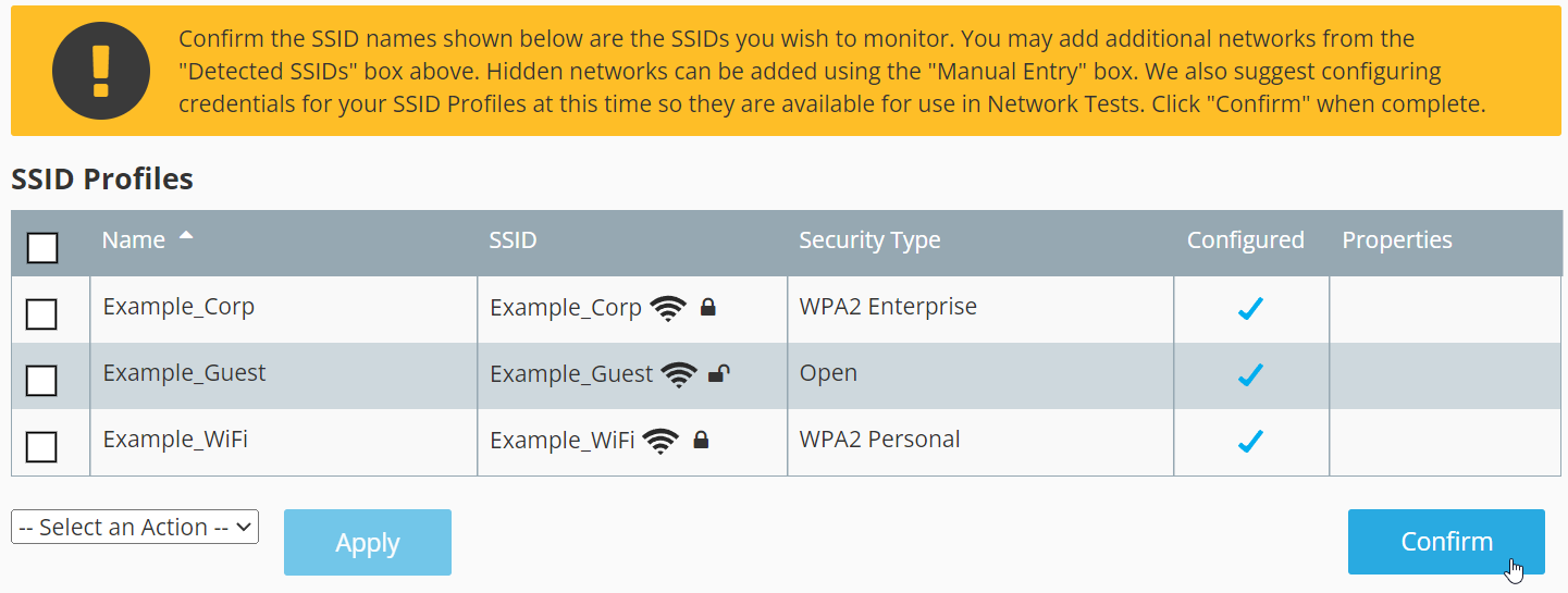 Confirm SSIDs