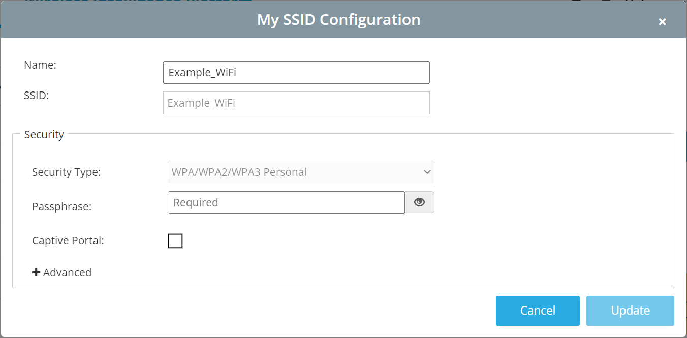 SSID Security Dialog